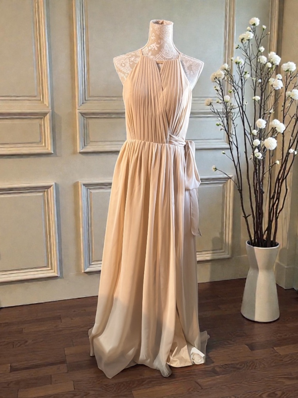 Wear Your Love Elegant Taupe Halter Maxi Dress Women’s Size 8 NWT
